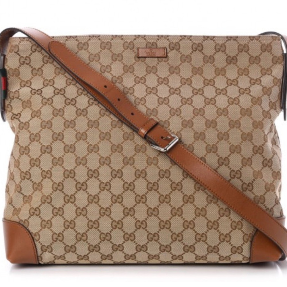 Gucci Check Canvas Crossbody Messenger Bag Authentic & Excellent Condition